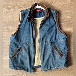 Wrangler Denim Vest with Brown Trim
